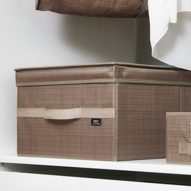 Storage Box with lid,VITA ECO LARGE, 50 x 38 x H 24 cm, Brown