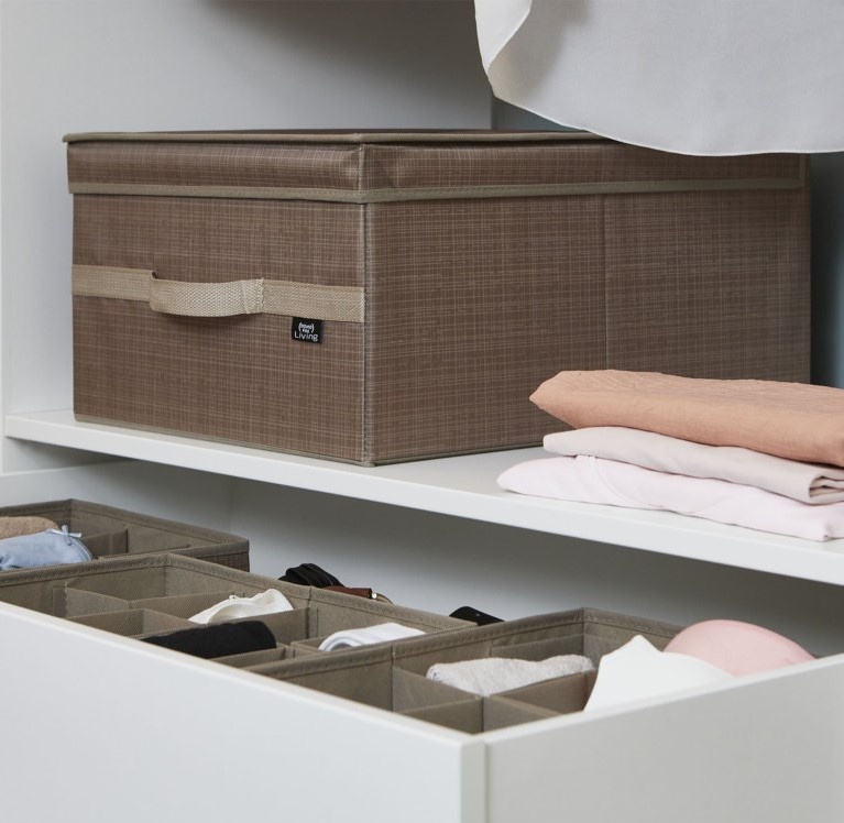 Storage Box with lid,VITA ECO LARGE, 50 x 38 x H 24 cm, Brown
