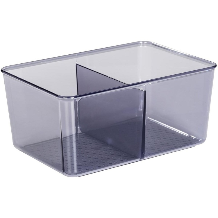 Storage Box, with divider, SAN DIEGO, 22,3 x 15,3, x H 10,5 cm, Transparent grey