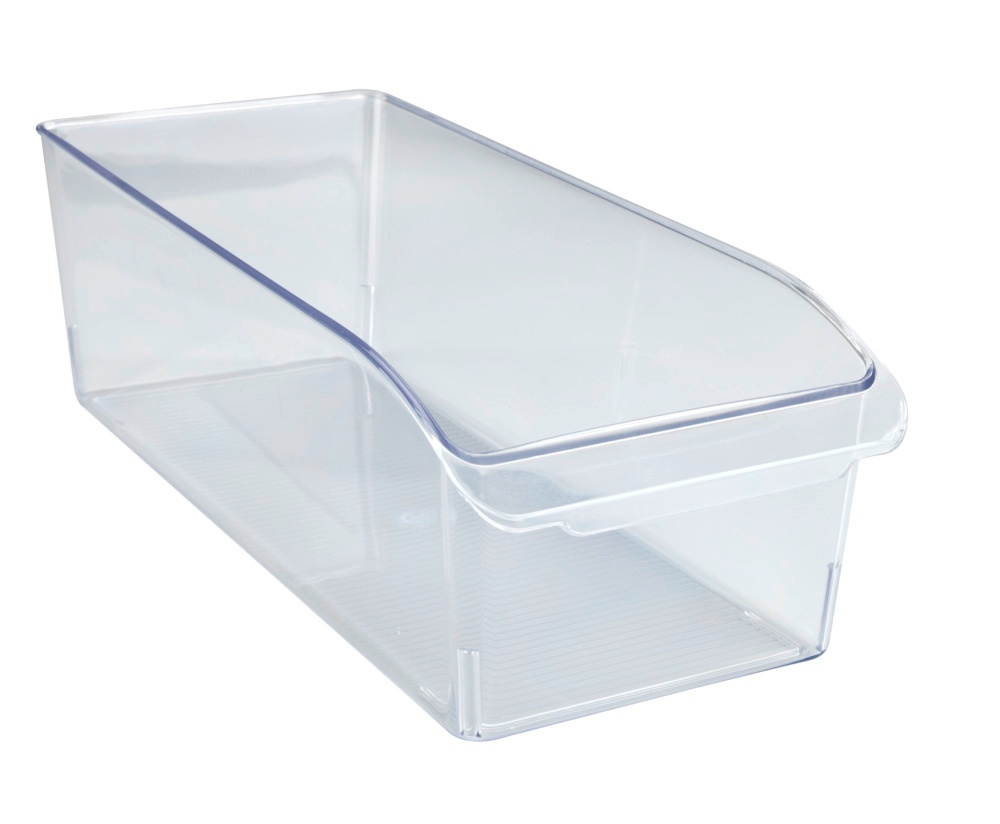 Storage box with handle, MEDIUM CABINET-ORGANIZER, 37 x 15 x H 11 cm, Clear