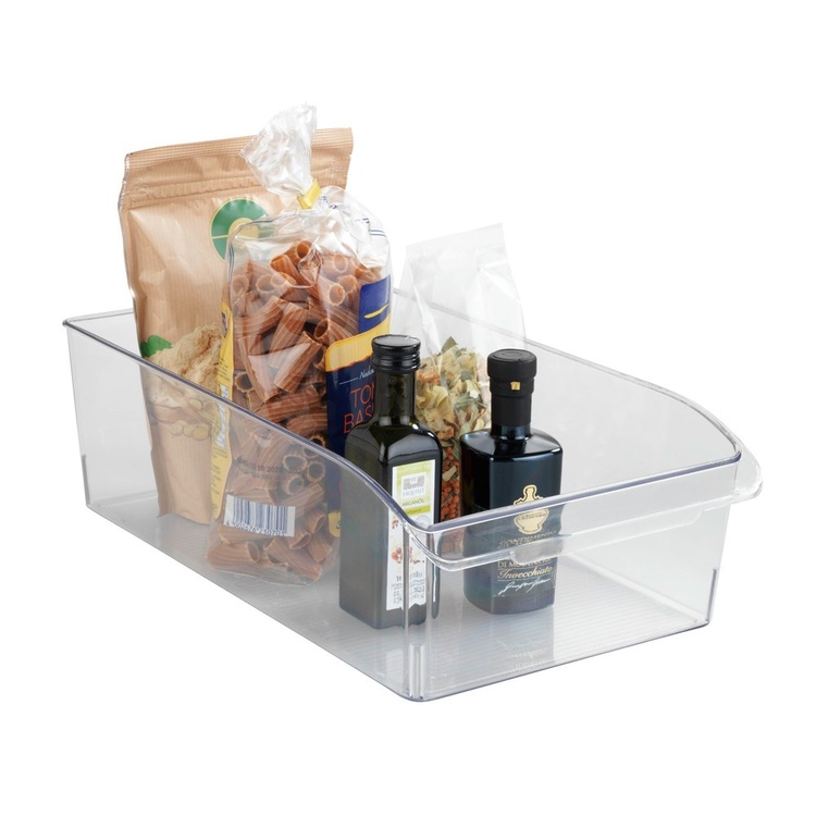 Storage box with handle, LARGE CABINET-ORGANIZER, 37 x 21 x H 11 cm, Clear