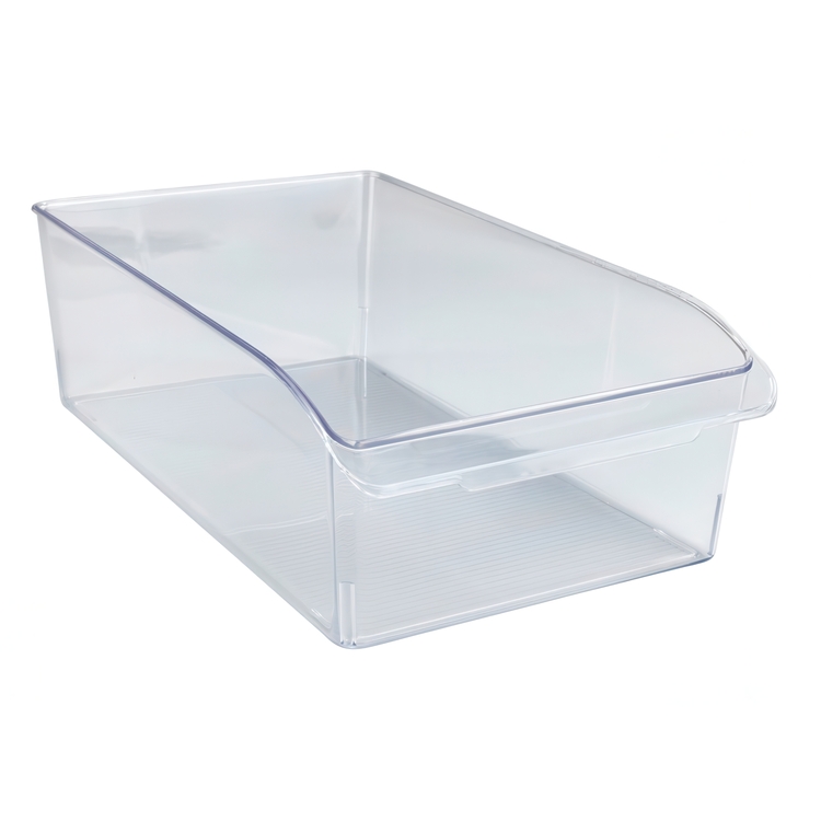 Storage box with handle, LARGE CABINET-ORGANIZER, 37 x 21 x H 11 cm, Clear