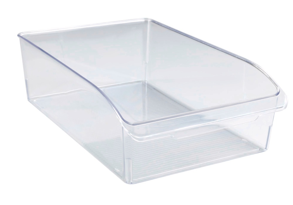 Storage box with handle, LARGE CABINET-ORGANIZER, 31 x 20 x H 9,5 cm, Clear