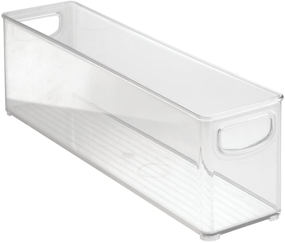 Storage box with handle, Slim, Long, KITCHEN BINZ, 10,2 x 40,6 x H12,7 cm, Transparent