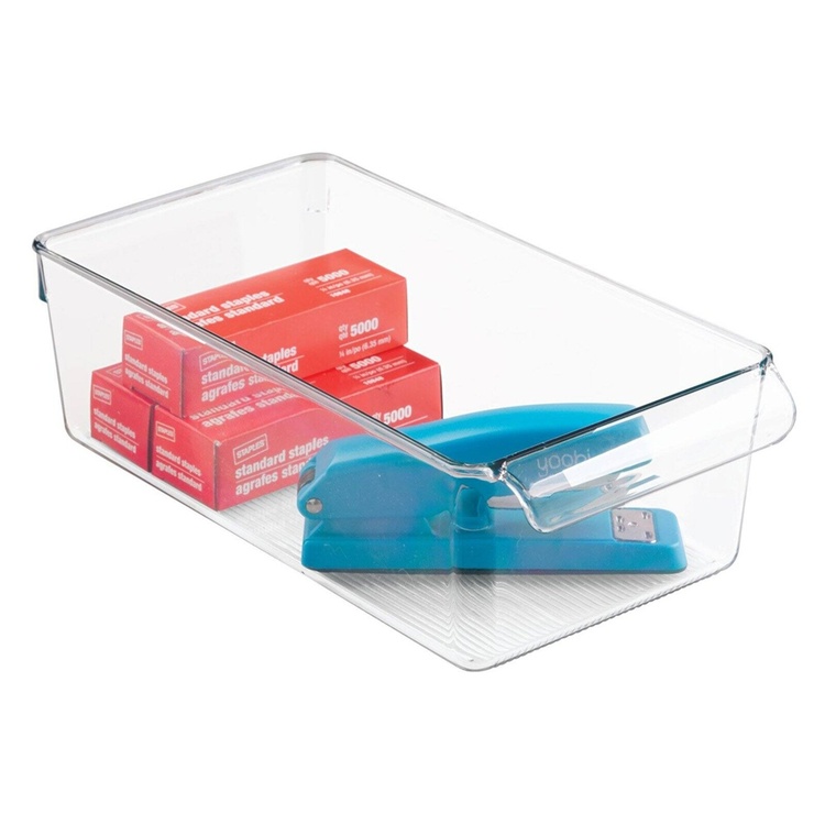 Storage box with handle, PULLZ MEDIUM ORGANISER, 29,2 x 15,2 x H 9 cm, Transparent