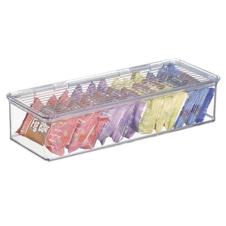 Stackable storage box with lid, ID KITCHEN BINZ, 34 x 15 x H 7,7 cm , Clear