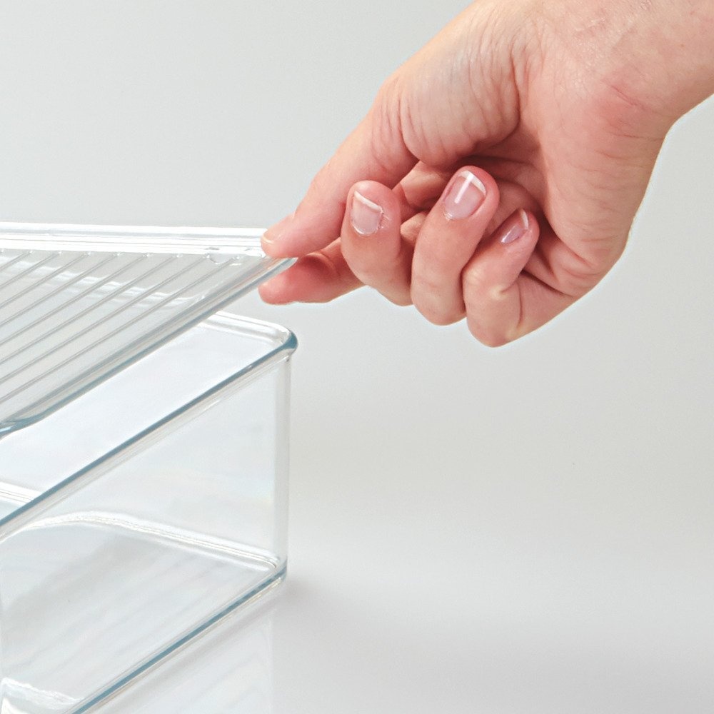 Stackable storage box with lid, ID KITCHEN BINZ, 34 x 15 x H 7,7 cm , Clear