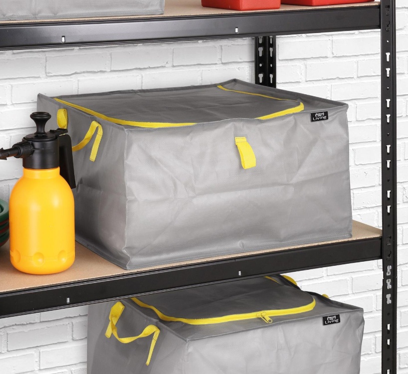 Multipurpose Cover, 70 L TAURUS SUPER TOUGH MEDIUM, 55 x 45 x H 30 cm, Silver grey / Yellow