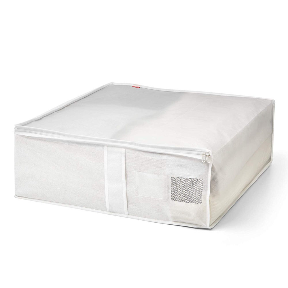 Box for quilts, Soft, NON WOVEN, 65 x 55 x H 20 cm, Transparent / White