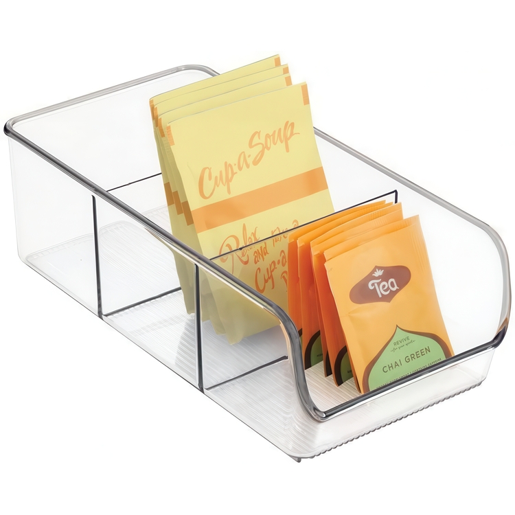 Storage box with compartments, CABINET ORGANIZER, 14 x 30 x H 9 cm, Clear