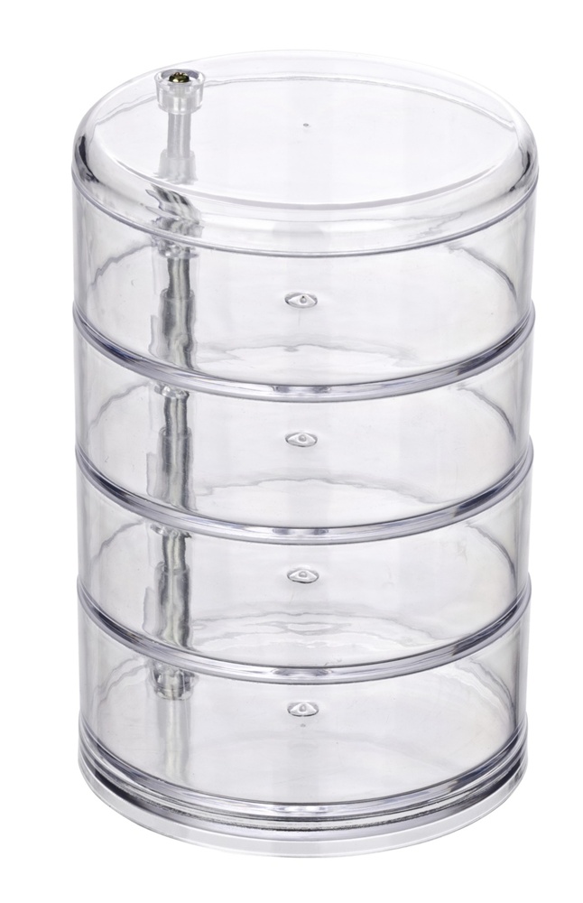 Storage tower, 4 compartments, ORGANIZER TOWER, Ø 11,5 x H 17,5 cm, Clear