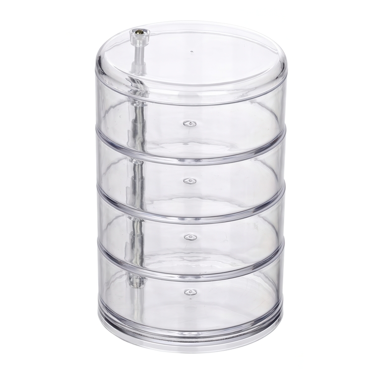 Storage tower, 4 compartments, ORGANIZER TOWER, Ø 11,5 x H 17,5 cm, Clear
