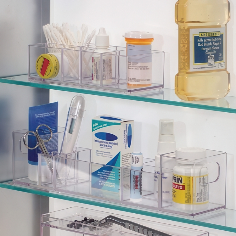 Storage Box with 7 compartments, MEDICINE ORGANIZER, 17,8 x 7,6X H5 cm, Clear