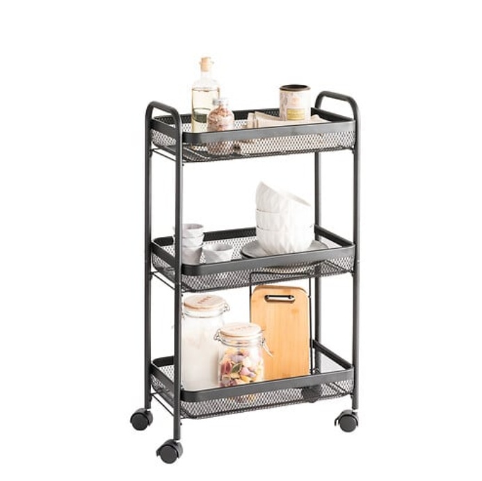 Storage trolley in metal, MAYAJ TROLLEY, 46,5 x 26,5 x H 79 cm, Black