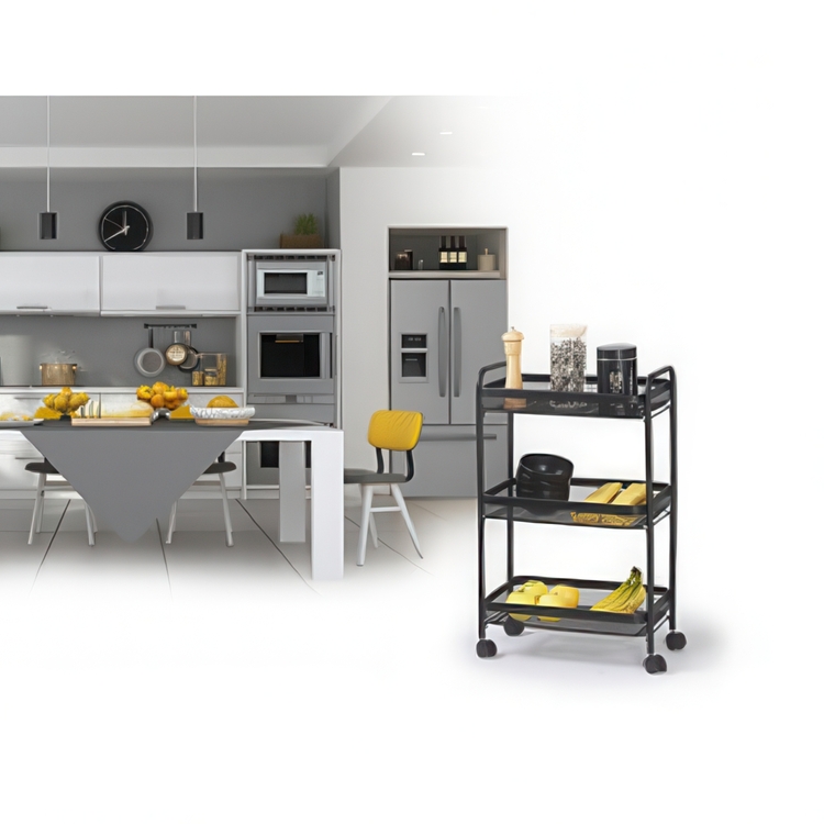 Storage trolley in metal, MAYAJ TROLLEY, 46,5 x 26,5 x H 79 cm, Black