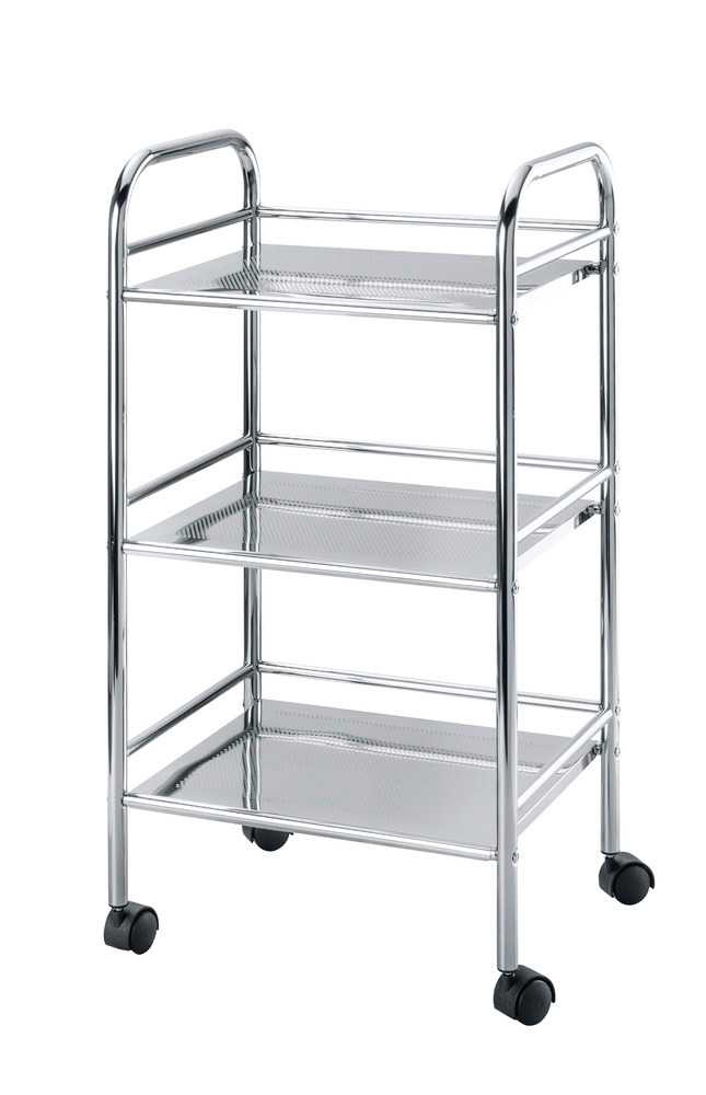 Storage trolley on wheels, EXCLUSIV HOUSHOLD WAGON, 41 x 32 x H 75 cm, Chrome