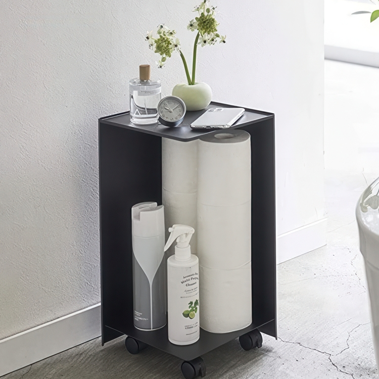 Storage trolley, TOWER ROLLING ORGANISER, 24 x 24 x H 44 cm, Black 