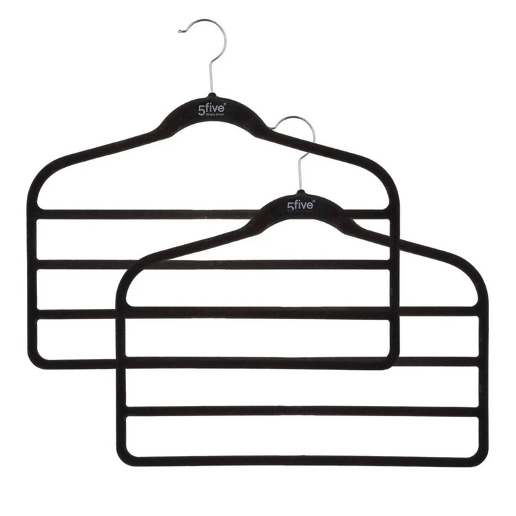 Hangers for pants, 4 Tier, Set of 2, VELVET PANT HANGERS, 45 cm, Black