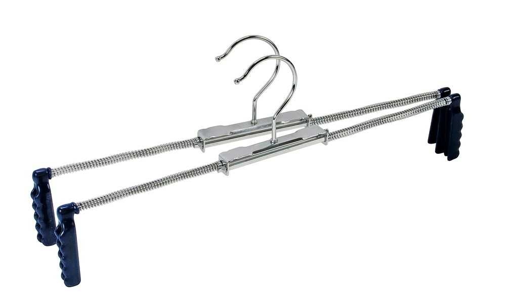 Hangers for Trousers, Set of 2, BLUE STRETCHER, Silver / Blue