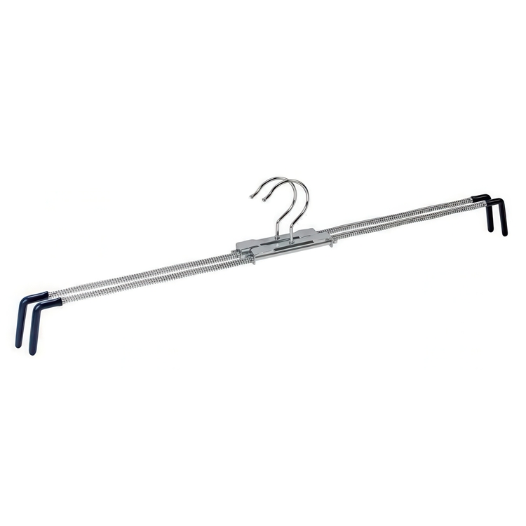 Hangers for Skirts, Set of 2, BLUE STRETCHER, Large 29 - 50 cm, Silver / Blue