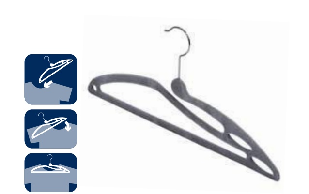Hangers for T-shirts, 3 pcs, NO STRETCH HANGER, 41 cm, Grey