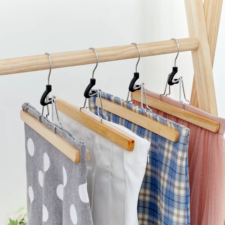 Clamping Hangers, wood, Set of 3, PREMIUM, Nature