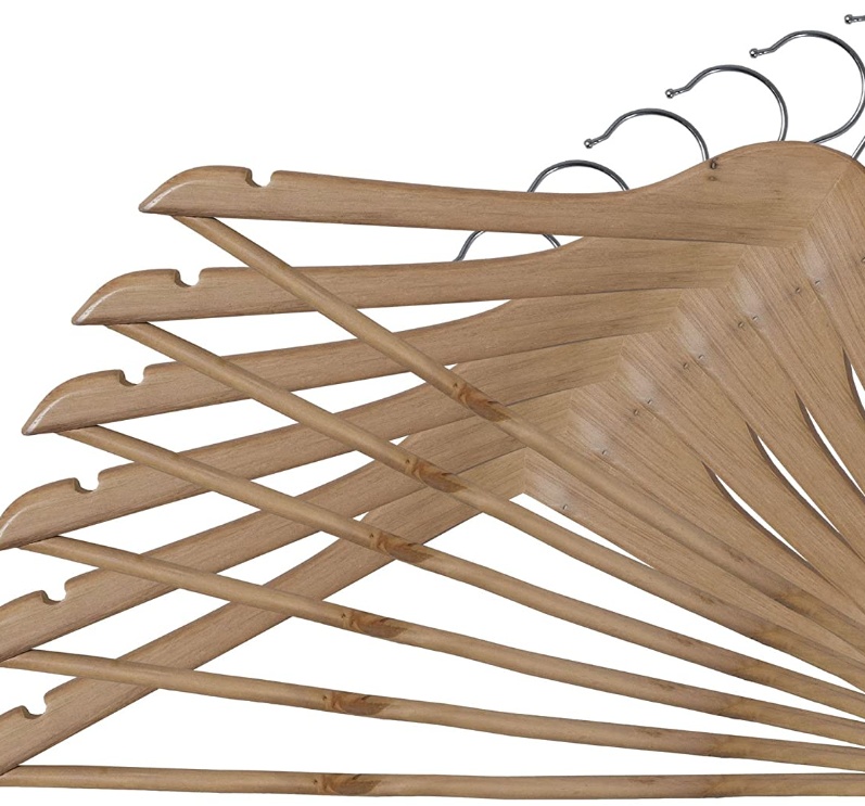 Coat Hangers in Wood, Set of 3, MISTER PACK, 44 cm, Nature