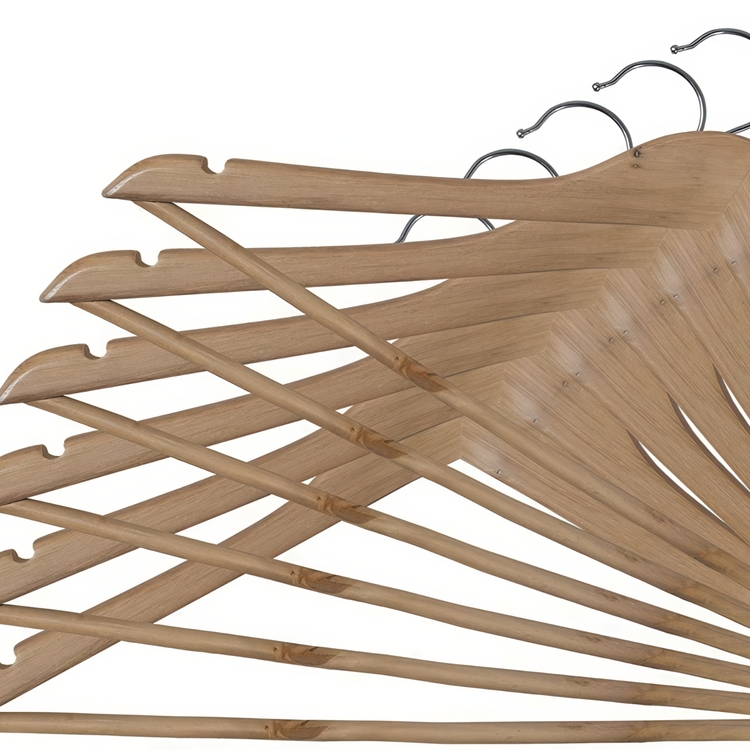 Coat Hangers in Wood, Set of 3, MISTER PACK, 44 cm, Nature