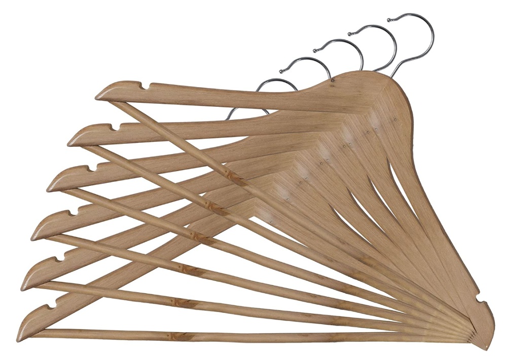 Coat Hangers in Wood, Set of 3, MISTER PACK, 44 cm, Nature
