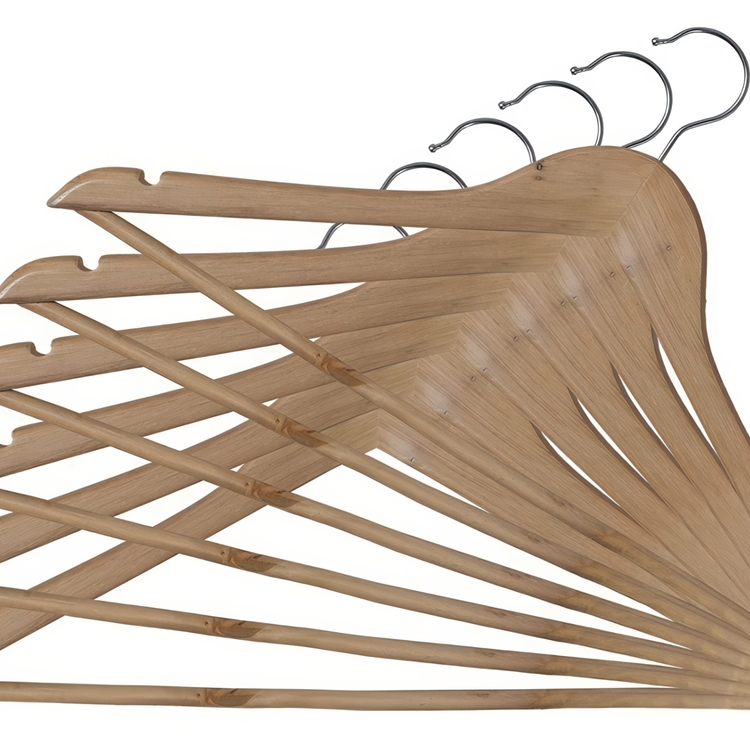 Coat Hangers in Wood, Set of 3, MISTER PACK, 44 cm, Nature