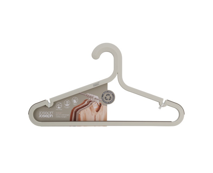 Hangers, Anti slip, Set of 5, ORDERLY ANTI-TANGLE, Joseph Joseph, 41,5 cm, Ecru