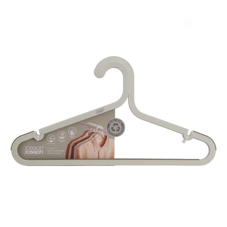 Hangers, Anti slip, Set of 5, ORDERLY ANTI-TANGLE, Joseph Joseph, 41,5 cm, Ecru