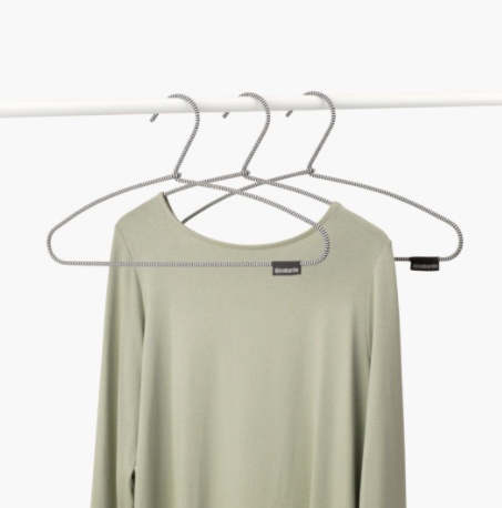 Space saving hangers, Set of 3, BRABANTIA SOFT TOUCH, 41,5 cm, Black / White