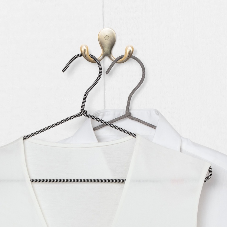 Space saving hangers, Set of 6, PERCHAS ANTI SLIP, 40 cm, Black / Grey