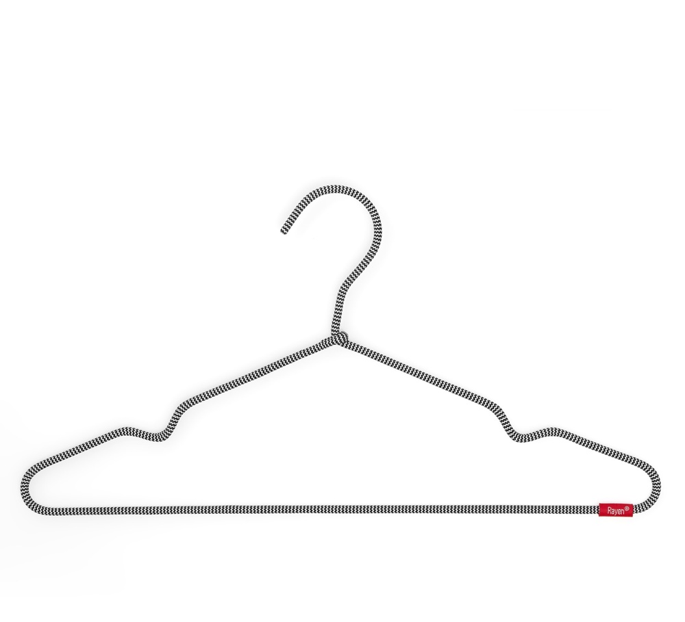 Space saving hangers, Set of 6, PERCHAS ANTI SLIP, 40 cm, Black / Grey