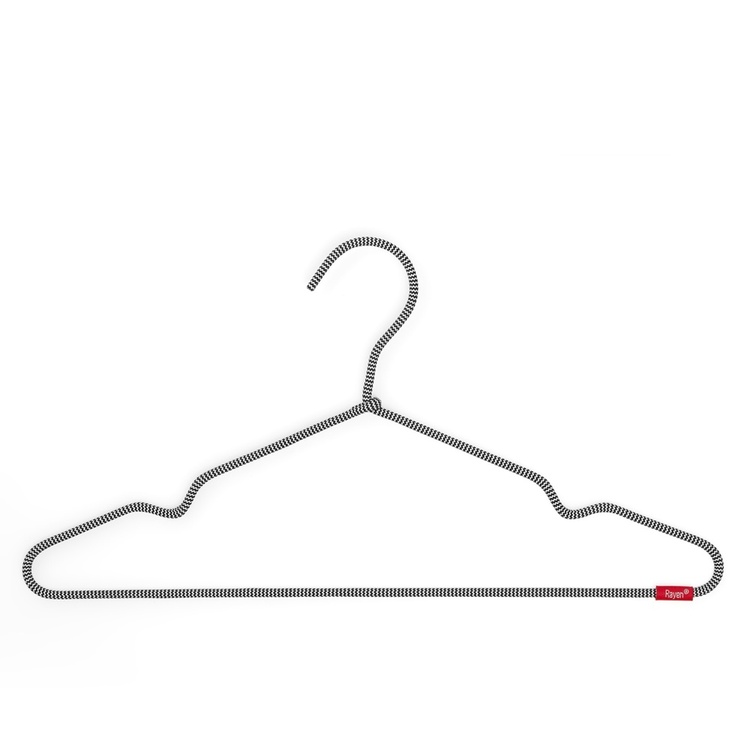 Space saving hangers, Set of 6, PERCHAS ANTI SLIP, 40 cm, Black / Grey
