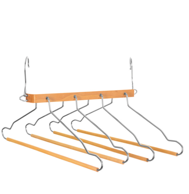Hanger for 4 pants / shirts, CASCADE WOOD HANGER, Nature 