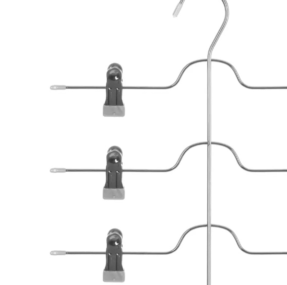 Hanger for4 skirts, Metal, SPACE SAVING CLIP HANGER, 33,5 cm, Silver / grey