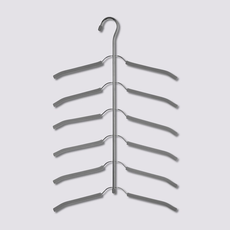 Hanger for 6 Shirts, SOFT CASCADE, 37 cm, Silver / Grey