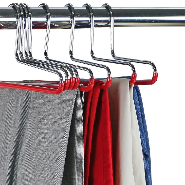 Hanger for Trousers, Anti-Slip, MAWA HOSENBÜGEL, 35 cm, Red / Silver