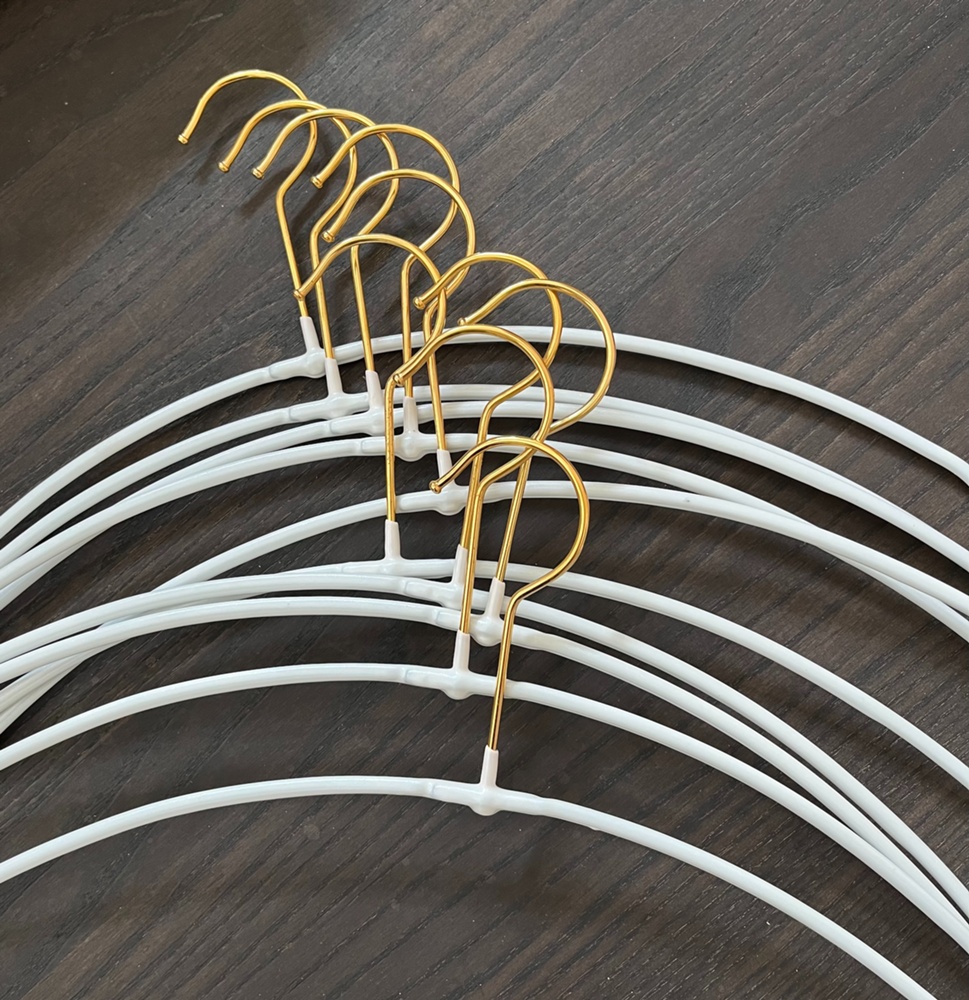 Hanger for Sweaters and T-shirts. MAWA LIGHT OBERTEILBÜGEL, 40 cm, White / Gold