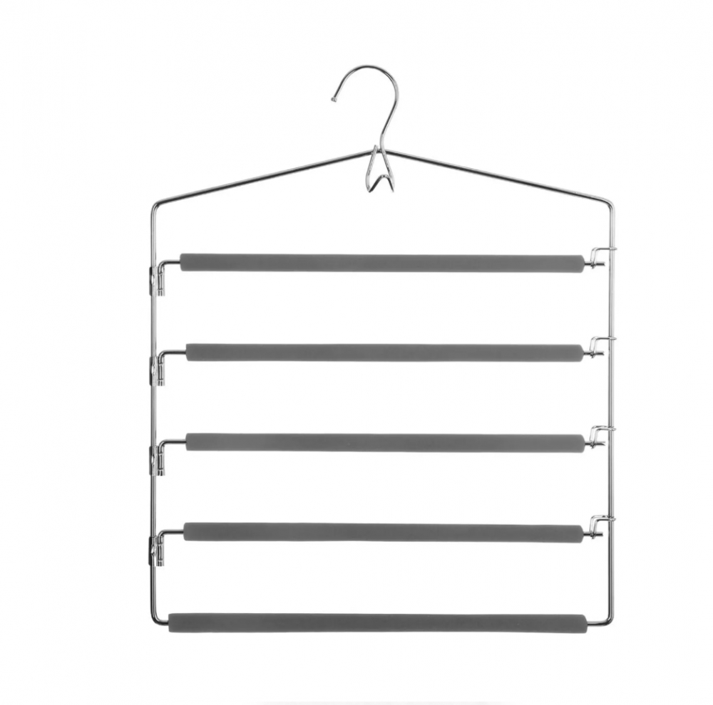 Hanger for pants, 5 Tier, SOFT CINTRES PANTALON, 37,5 x H 45 cm , Silver / Grey