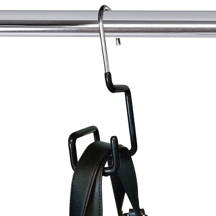 Hanger in metal for bags, MAWA PURSE HANGER, Silver/ Black