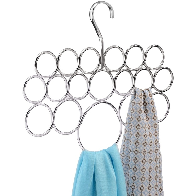 Hanger in metal, for shawls and scarves, 18 SMALL LOOPS, Silver