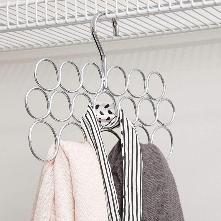 Hanger in metal, for shawls and scarves, 18 SMALL LOOPS, Silver