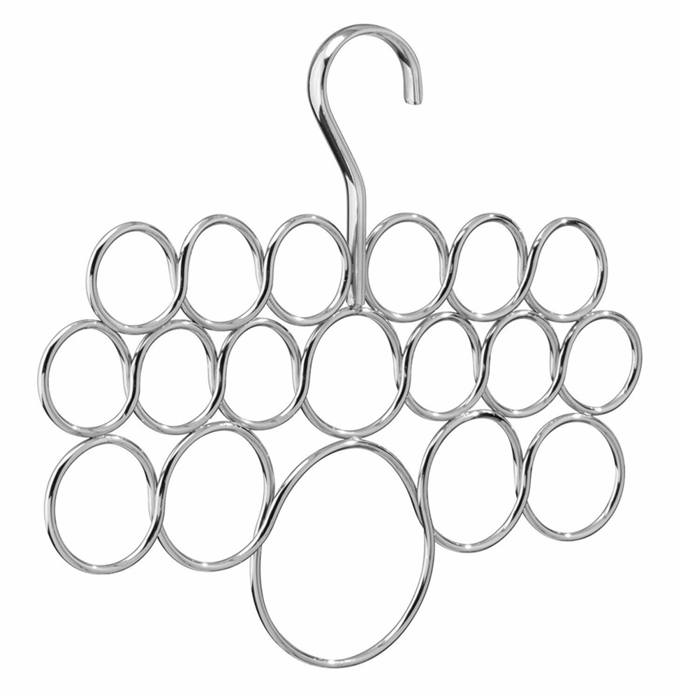 Hanger in metal, for shawls and scarves, 18 SMALL LOOPS, Silver