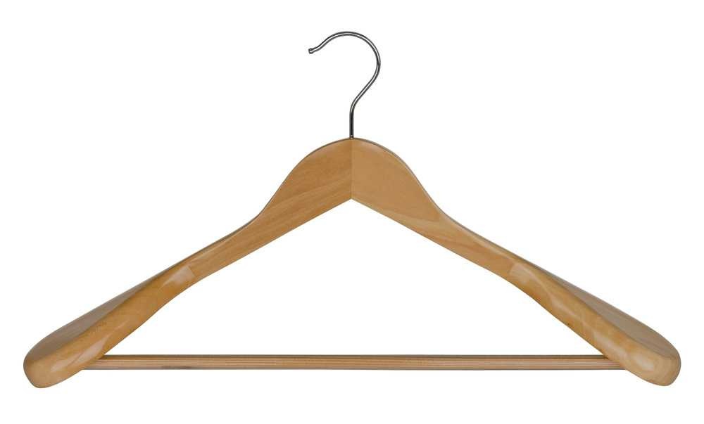 Wood hanger for blazer, WIDE SHOULDER, 45 cm, Nature