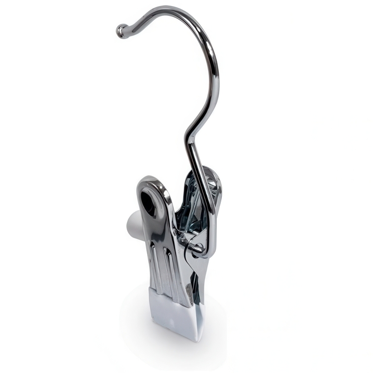 Hangers with clip, Set of 4, ANTI-SLIP, Silver / White