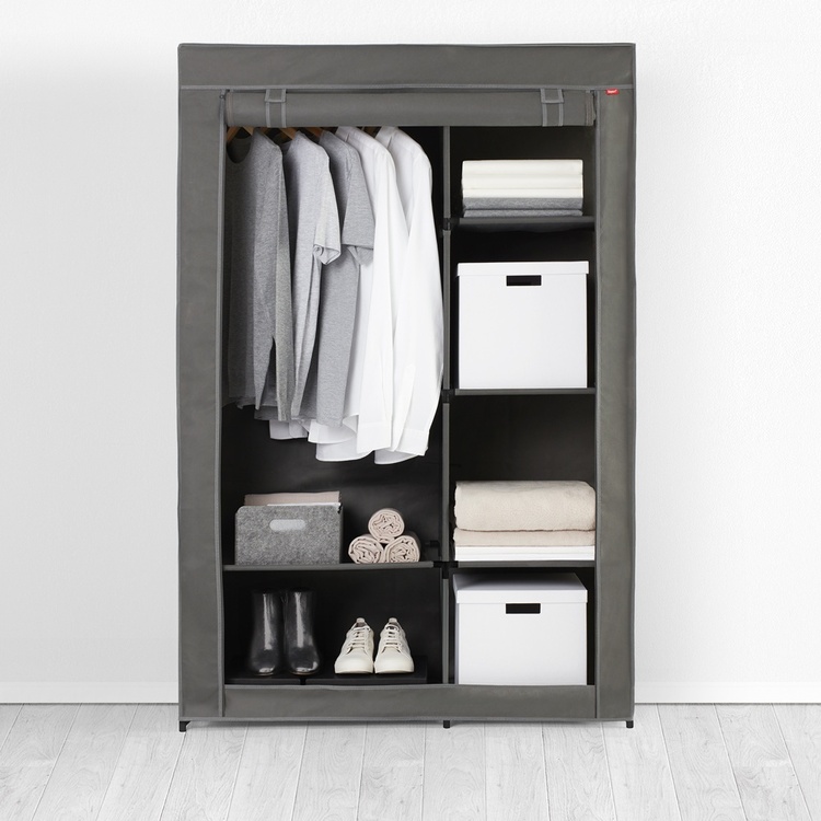 Wardrobe with Shelves, Portable, LARGE ARMARIO ROPERO, 105 x 45 x H 161 cm, Grey