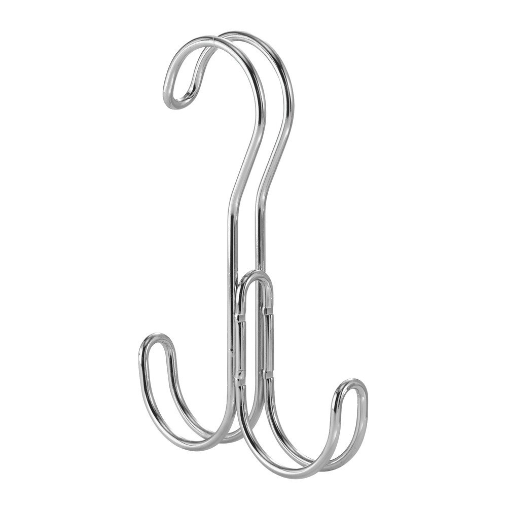 Wardrobe bar S hook, 2 hooks, DOUBLE S-HOOK, Silver